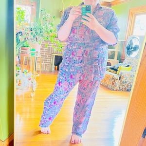 Vintage Retro Super Funky Two-piece Lounge Outfit Set